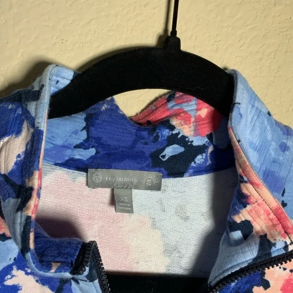 Fabletics Blue and Pink Floral Quarter-Zip Sweatshirt - Picture 2 of 10